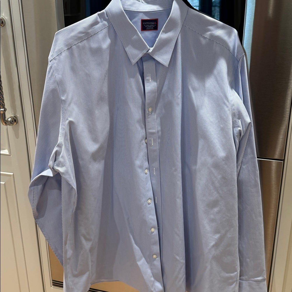 Worn Once Blue & White Striped UNTUCKit Buttondown XXXL